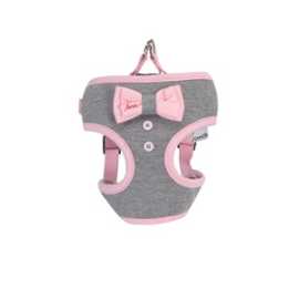 CAMON-Harnais avec noeud rose - tour 48/58 cm - gris