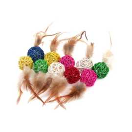 Felican CatMio 2 Balles en osier avec plumes