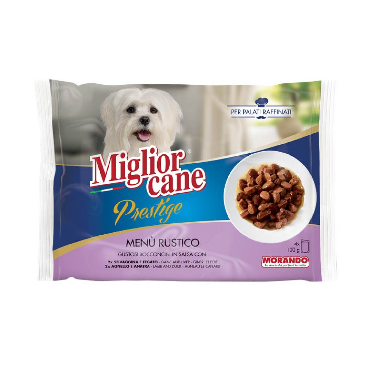 MIGLIORE CANE PRESTIGE SELVAGGINA/ FEGATO/ AGNELLO/ANTRA 100x4