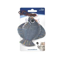 RECORD Jouet Chat Poisson Élastique Bleu