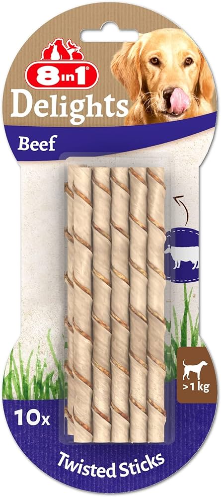 8in1 DEL Beef Twist Sticks 10ct